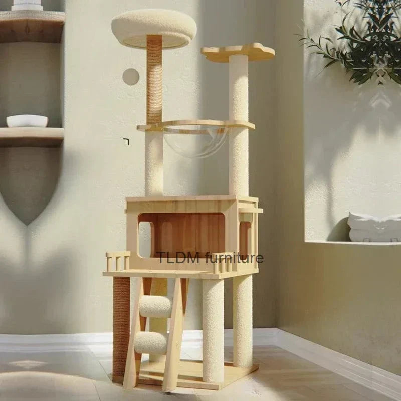 Wooden Cat Tree House