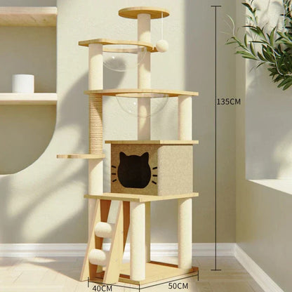 l-arbre-a-chat.com Tower Wood Cat Scrapers Toys Nest High Claw Sharpener Board Cat Scrapers Cute Tree Home Drapak Dla Kota Cat Supplies MR50CS